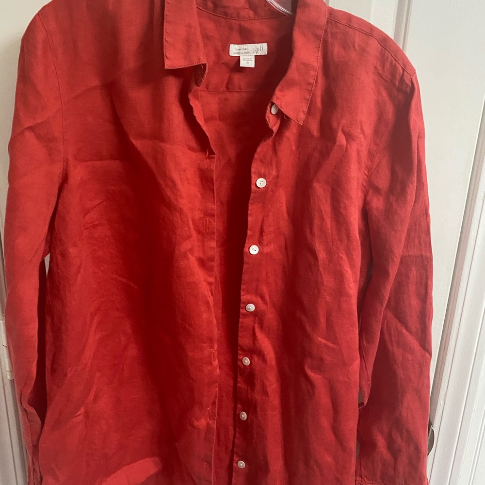 orange three-quarter length sleeve shirt